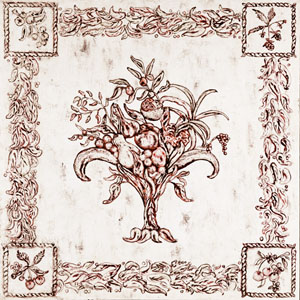 fresco wall painting with fruit