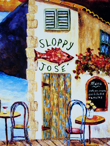 with handpainted lettering for Sloppy Jose Mexican Restaurant