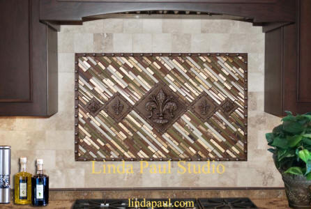 Studded Fleur Medallion backsplash idea and installation