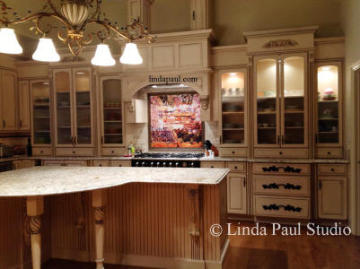 french country kitchen and backsplash