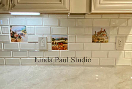 4x4 ceramic tile accents in subway tile