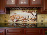 vineyard backsplash in wine cabinet mural size 56 x 24