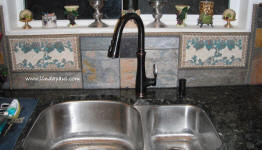 mosaic tile lines of grapevine in copper verdi