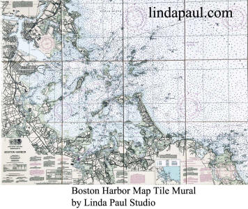 boston Harbor NOAA nautical chart tile mural