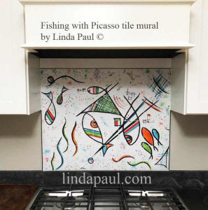 fishing with Picasso tile mural