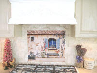 french country house mural installation