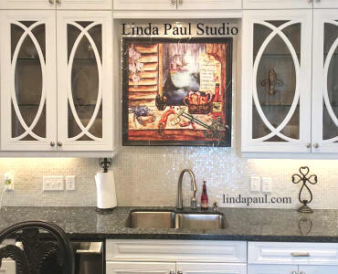 Louisian mural with black marble border