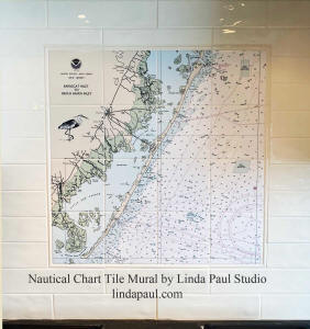 nautical chart backsplash tiles