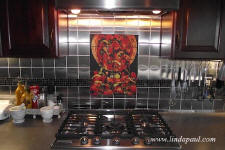 peppers backsplash with stainless steel tiles
