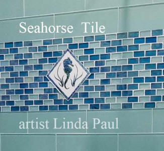 seahorse ceramic tile in shower