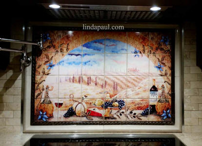 Tuscan mural on porcelain ceramic tile