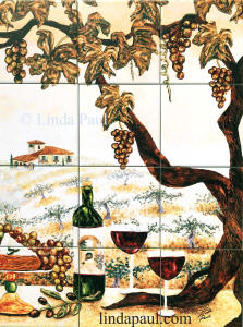 vertical vineyard tile mural