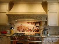 vineyard backsplash over wolf range