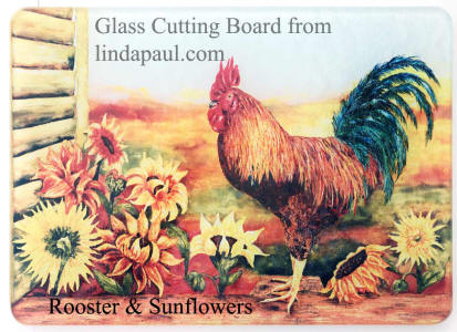 rooster glass cutting board