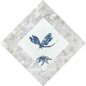 blue white silver dragonfly mosaic