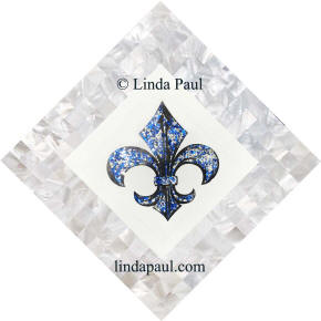 blue and silver with white mother of pearl fleur de lis