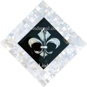fleur de lis and mother of pearl mosaic