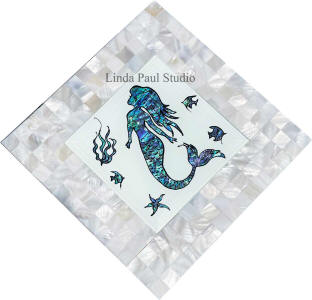 mermaid backsplash mosaic hand painted