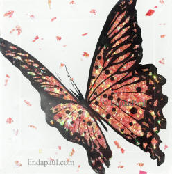 red butterfly glass tile