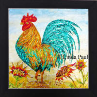 rooster hand-painted glass tile backsplash