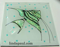 side view green sparkle fish tile