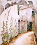 hollyhock wall provence art