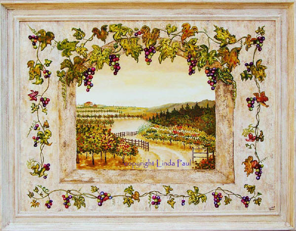original painting of grapevines and vineyards