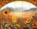 sunflowers country kitchen backsplash tiles