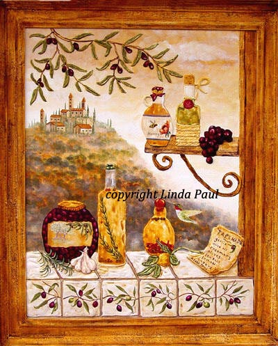 Painting Kitchen Tiles on Buy Tuscan Kitchen Tapenade Original Sculpted Bas Relief Egg Tempera