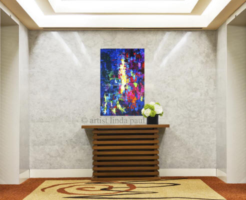 abstract art painting in hotel foyer hall
