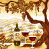 wine art paintings and tile backsplashes