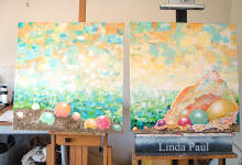 beach art paintings in progress by artist
