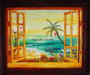 tropical paradise framed original painting