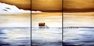 set of 3 contemporary landscape paintings