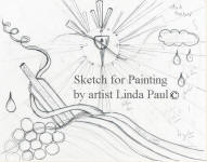 initial sketch for Linda Paul's painting Art decor Ode to Wine