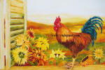 rooster sunflower painting in progress