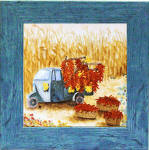 blue picture frame with marble tile accent