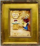 fat italian chef painting in classic gold picture frame
