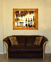 wine painting over sofa