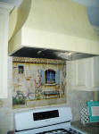 french country mural and custom hood