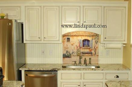 Kitchen Tile Backsplash on House Mural  White Cabinets  Black Granite And Subway Tile Backsplash