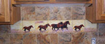 Running horses backsplash and tile border