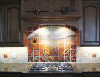 sunflowers mural on tile