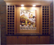 wine cellar artwok and wine storage cabinet