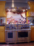 vineyard backsplash with Wolf range