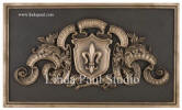 Fleur de lys backsplash bronze plaque