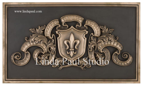 regal Fleur de Lis metal backsplash mural plaque
