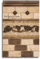 back splash tile design with metal tiles and accents
