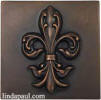 Fleur de lis 4x4 inch square metal accent tile