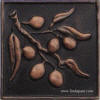 4x4 solid metal olive branch copper tile